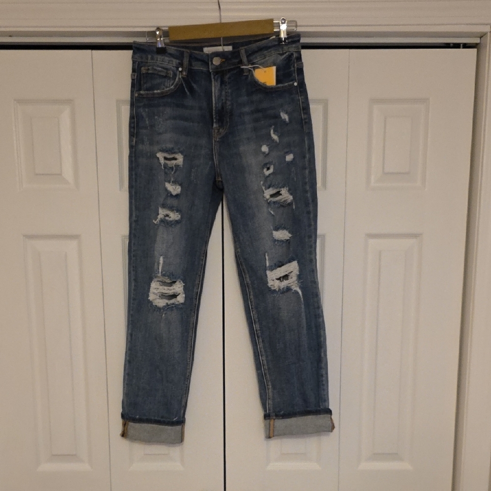 Risen High Rise Ankle Boyfriend Jeans